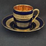 Litron cup porcelain from limoges legle blue from the oven and fine gold a464