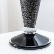 Murano Glass Mushroom Table Lamp with silver accents, black-and-white swirl, Space Age 1970s