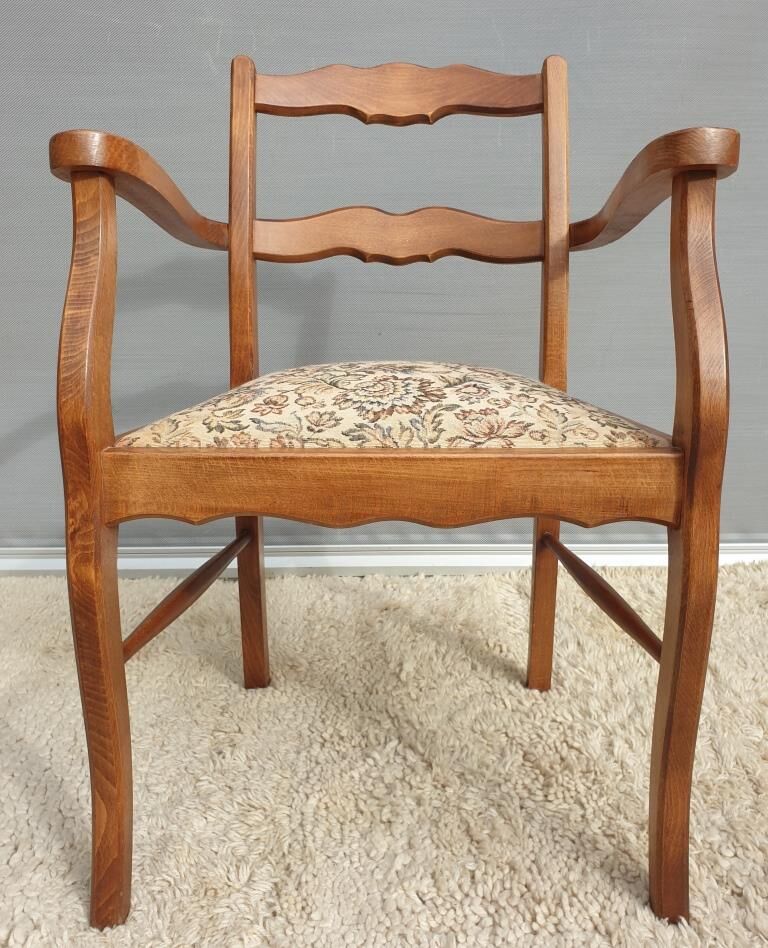 Fauteuil bridge de bureau assise tapisserie vintage 1950