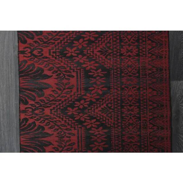 Vintage Turkish Oushak Handmade Wool Cotton Red Runner Rug 78x258
