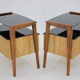 1960s pair of restored bedside tables, czechoslovakia