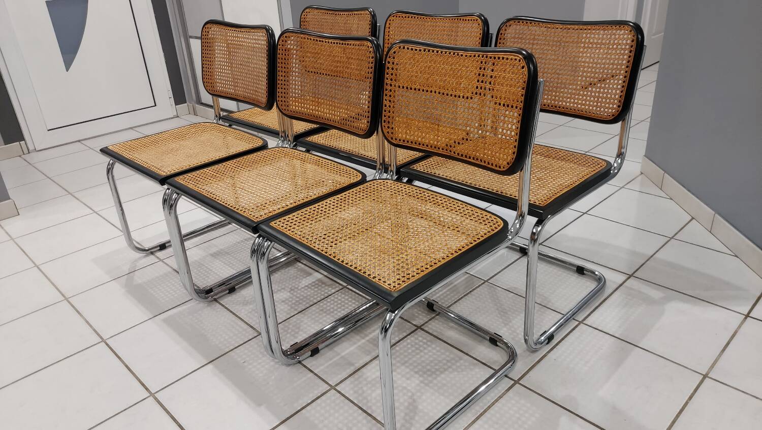 Suite de 6 chaises modèle Cesca B32 par Marcel Breuer vintage 1993