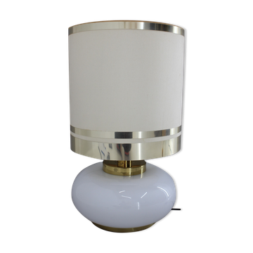 1970s Beautiful Large Glass and Brass Table Lamp ,Italy
