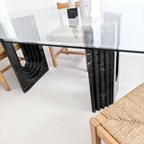 Glass & Black Marble Dining Table by Carlo Scarpa for Cattelan 1970's