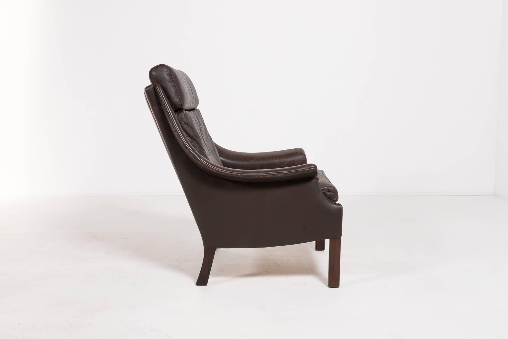 Fauteuil danois en cuir marron, 1960