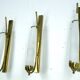 Set of three sconces in brass and triplex opaline glass. Italy 1950s