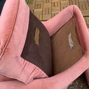 Pair of pink tufted velvet frog chairs 1970