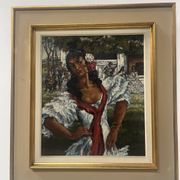 " La Gitane " huile sur toile encadrée. XX siècle