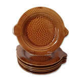 Assiettes barbotine poisson Sarreguemines