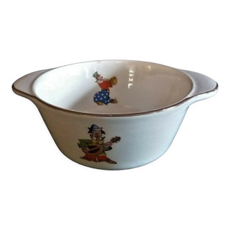 Earthenware bowl Sarreguemines décor clowns 60s
