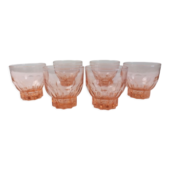 Set de 6 verres à apéritif en verre rose vintage