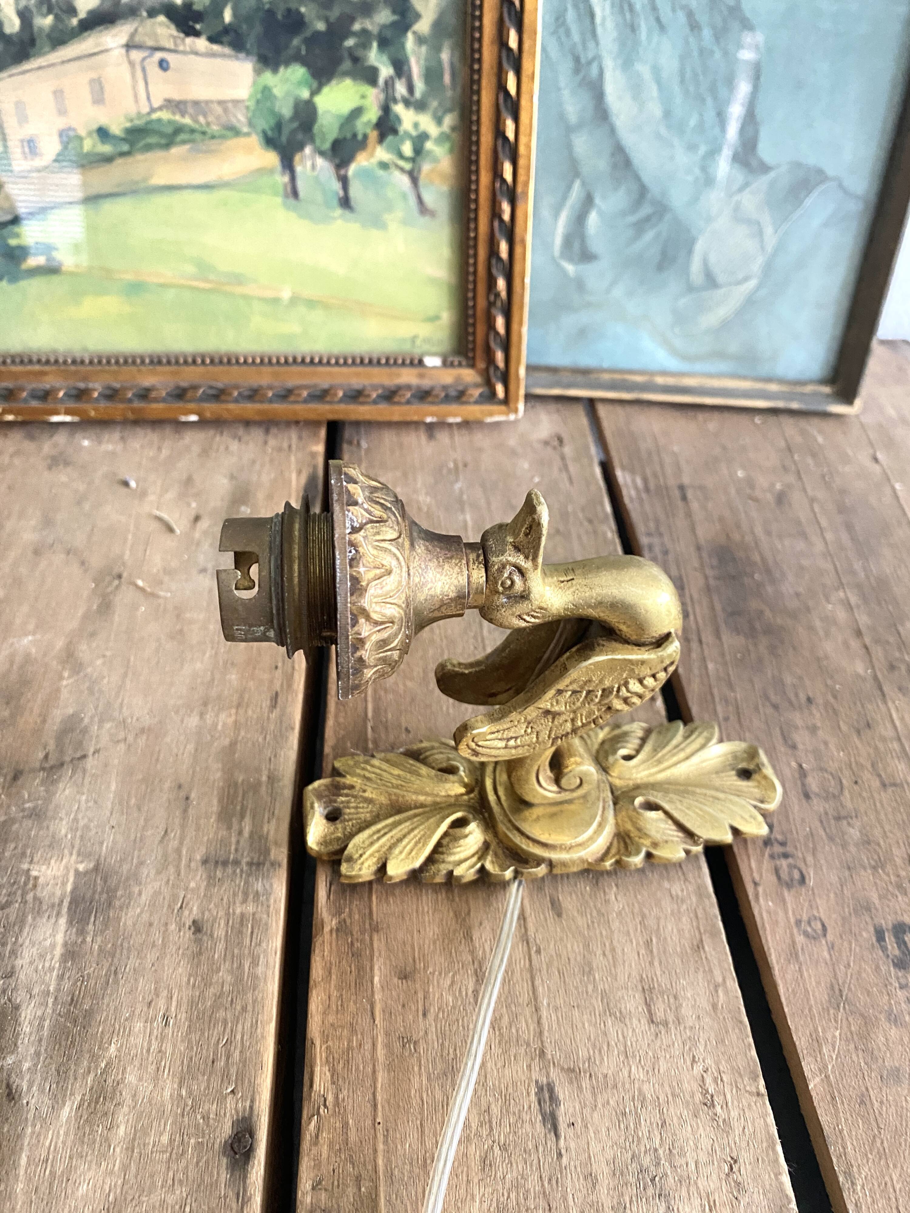 Bronze wall light, golden brass, clip-on wallpaper lampshade