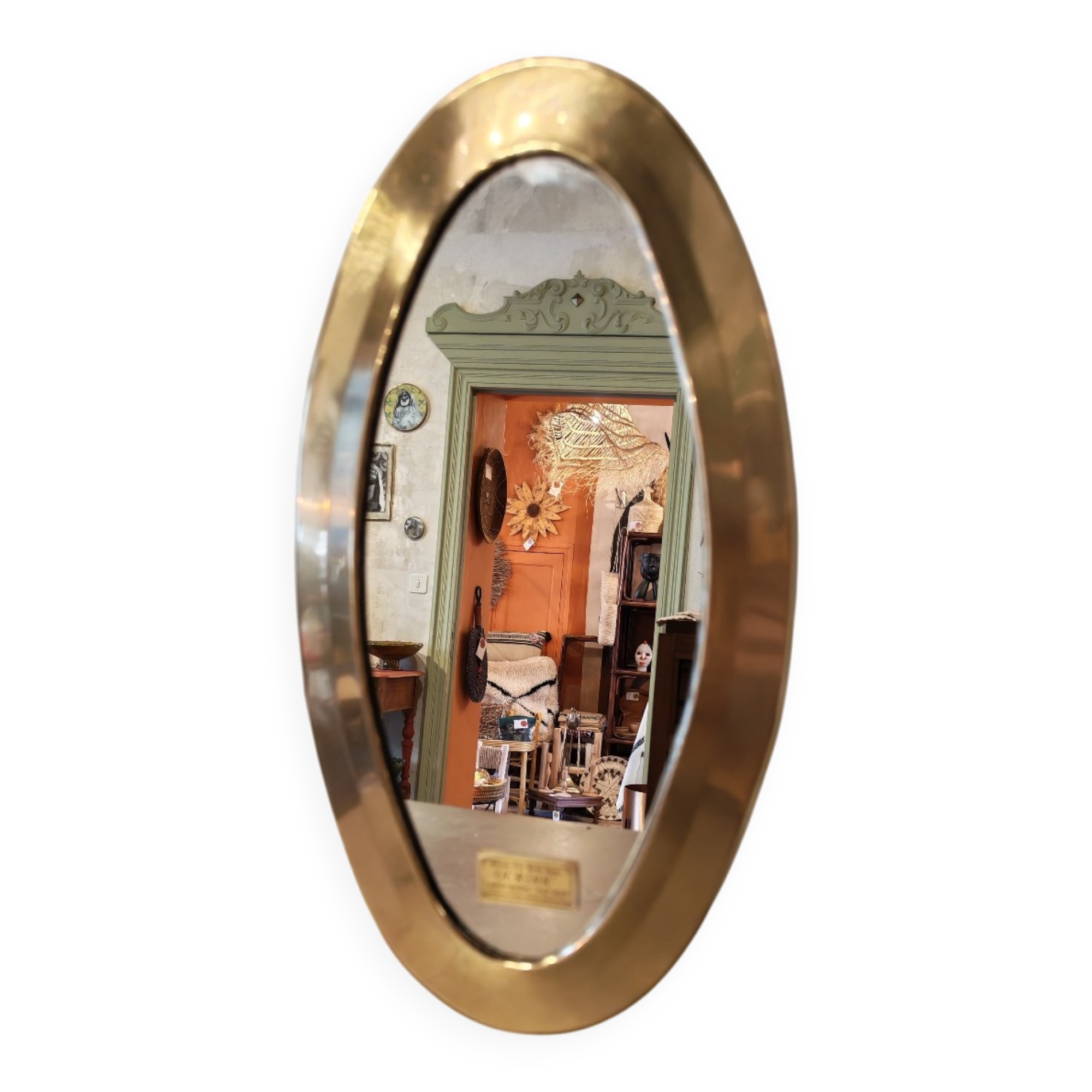 Vintage Urdu mirror in brass