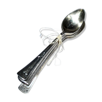 Set of 6 small ART DECO spoons in silver metal - 5 mocha spoons and 1 jam spoon