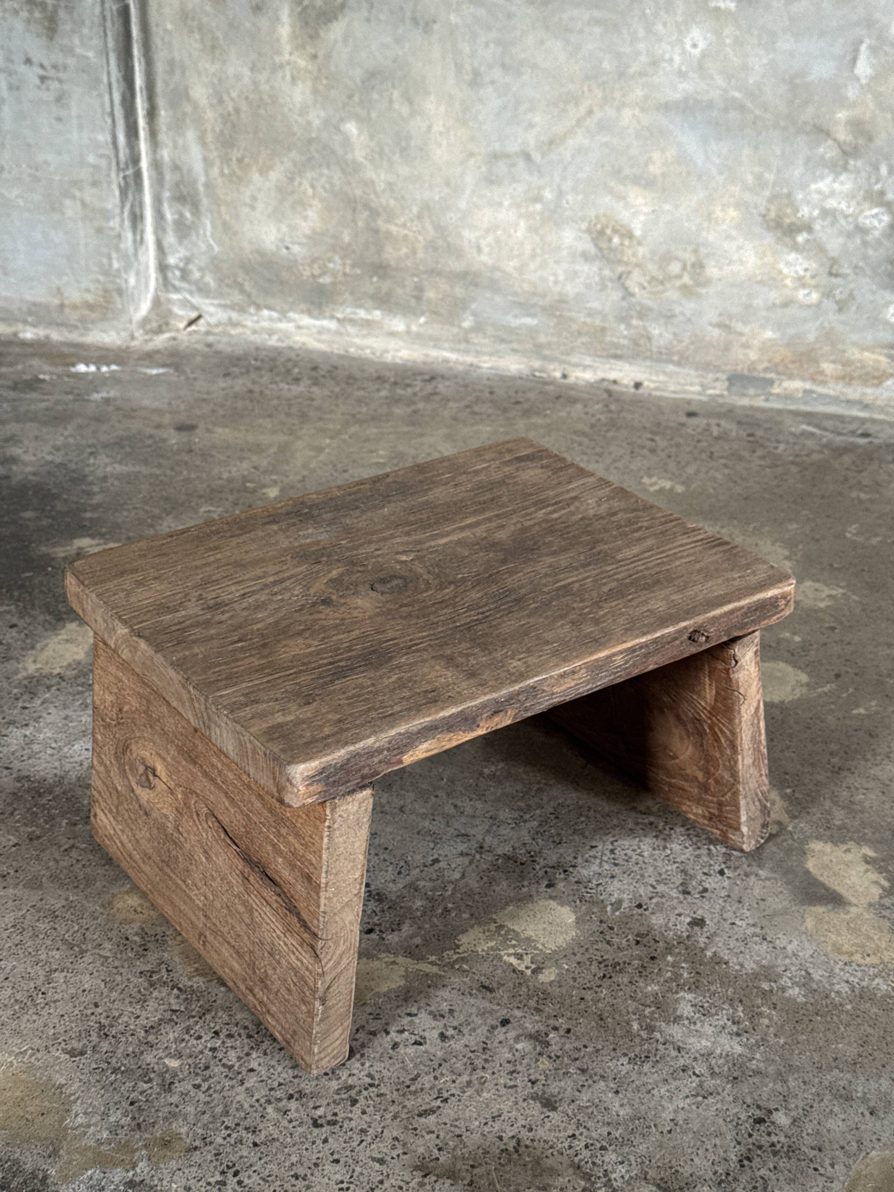 Small auxiliary stool in light antique teak (3279)