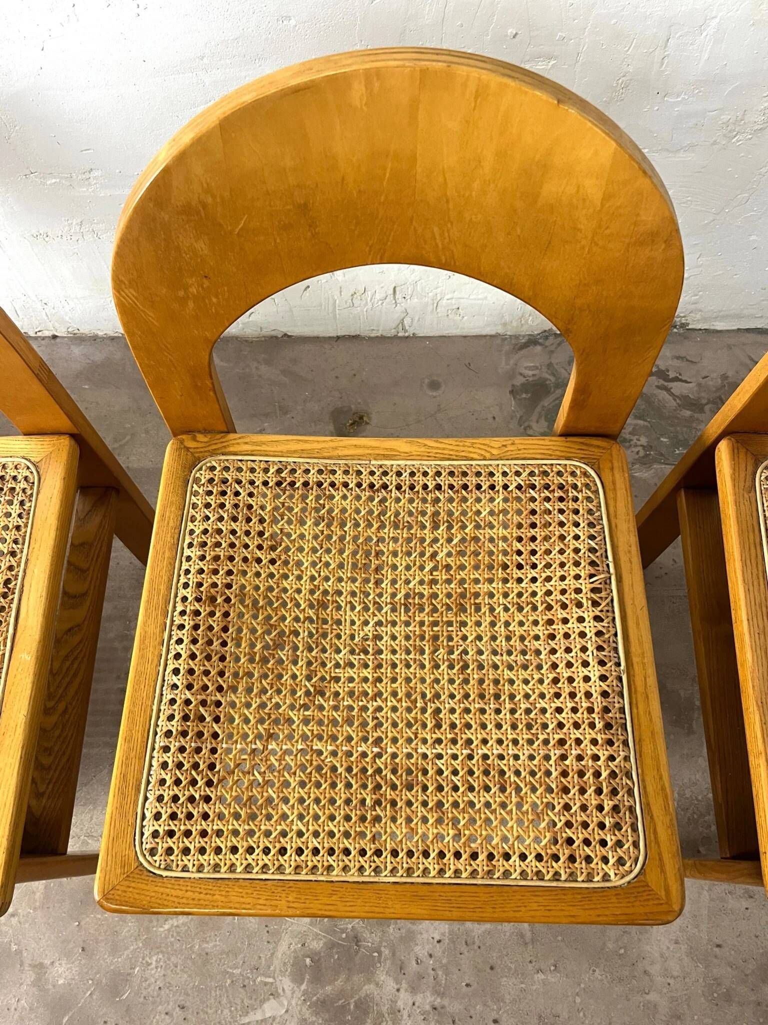 Set of 4 caned chairs Arcadia by Tagliabue di Cascina Armata, 1970-80.