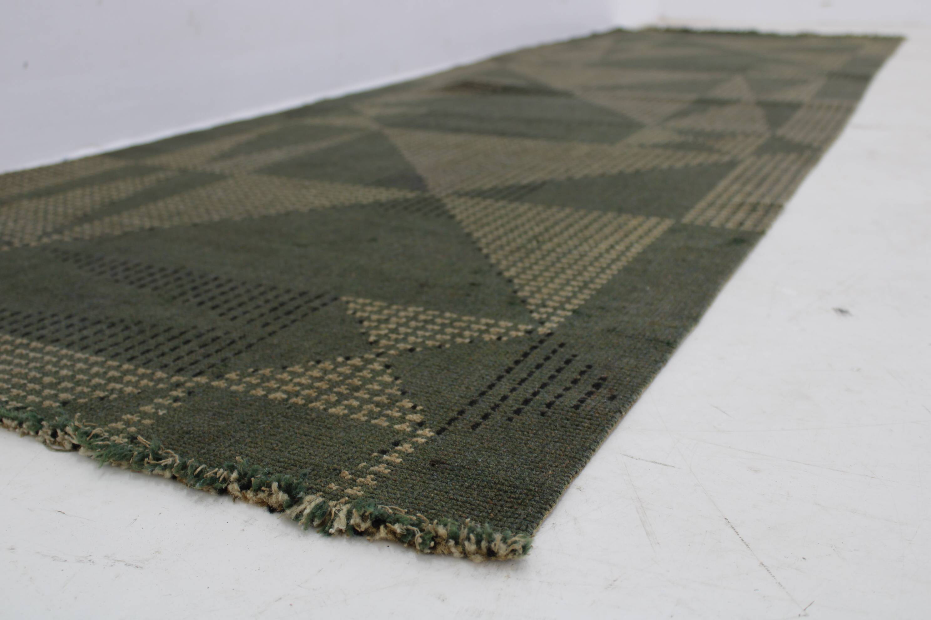 1950s Abstract Wool Hallway Carpet or Rug, Czechoslovakia