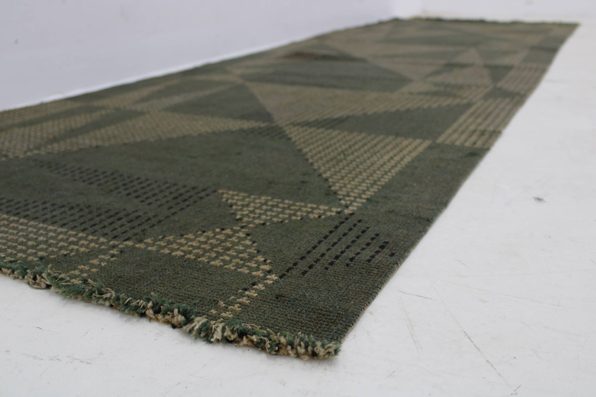 1950s Abstract Wool Hallway Carpet or Rug, Czechoslovakia