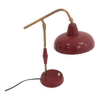 Lampe à poser années 60 en métal rouge