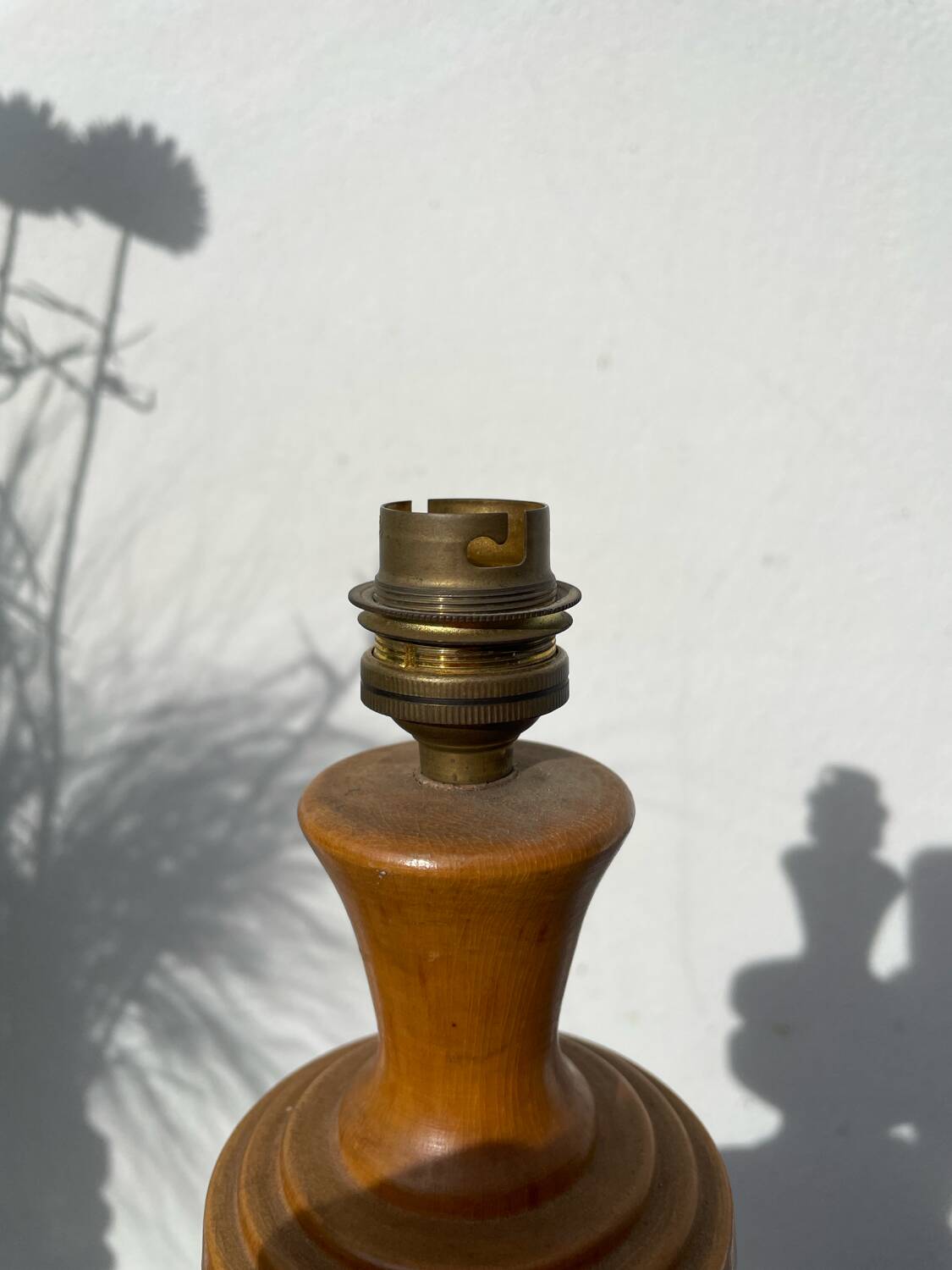 Large turned wooden lamp base
