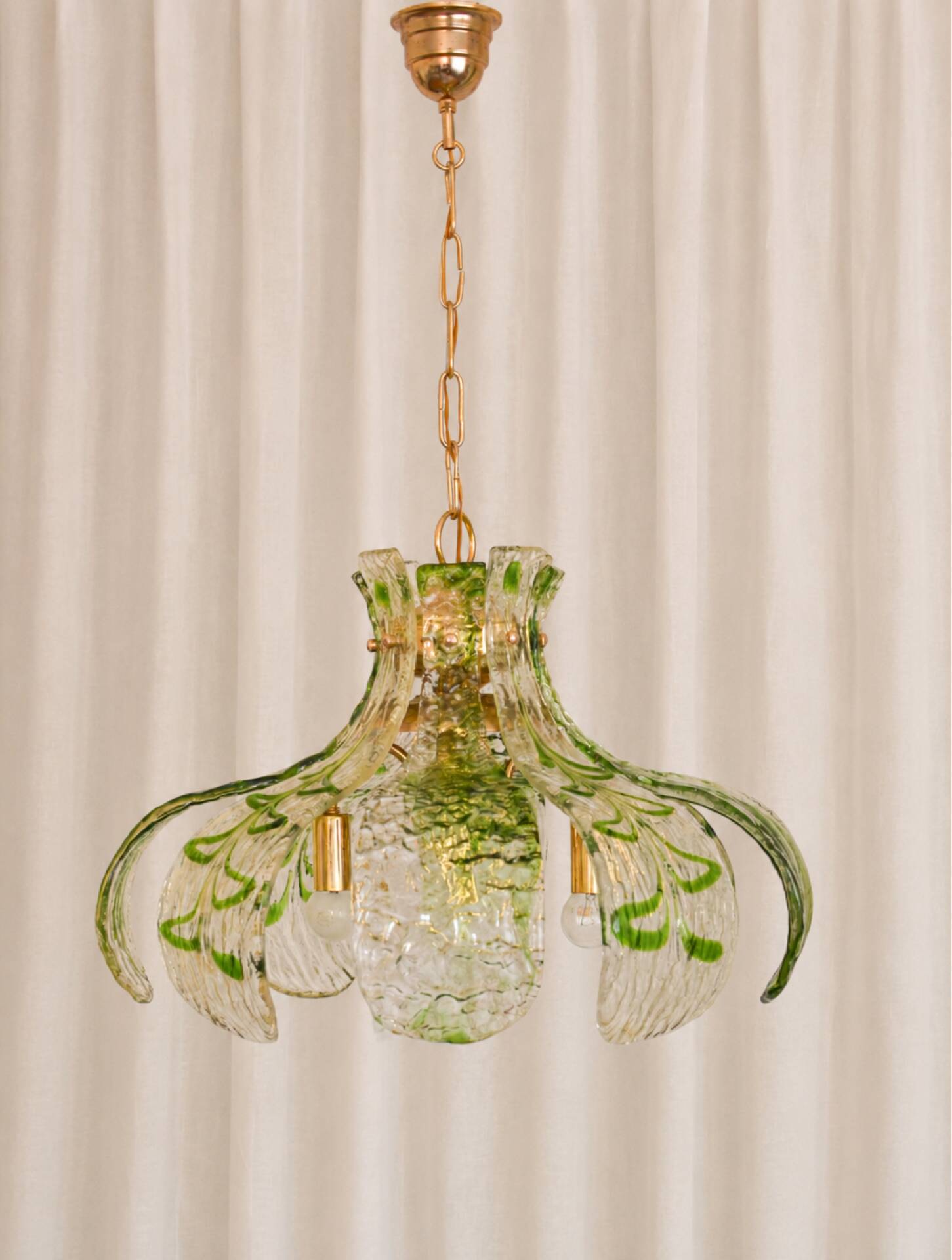 Large Murano chandelier by Carlo Nason in green glass – 1970s