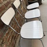 3 vintage chairs in light grey Formica from the 1960s