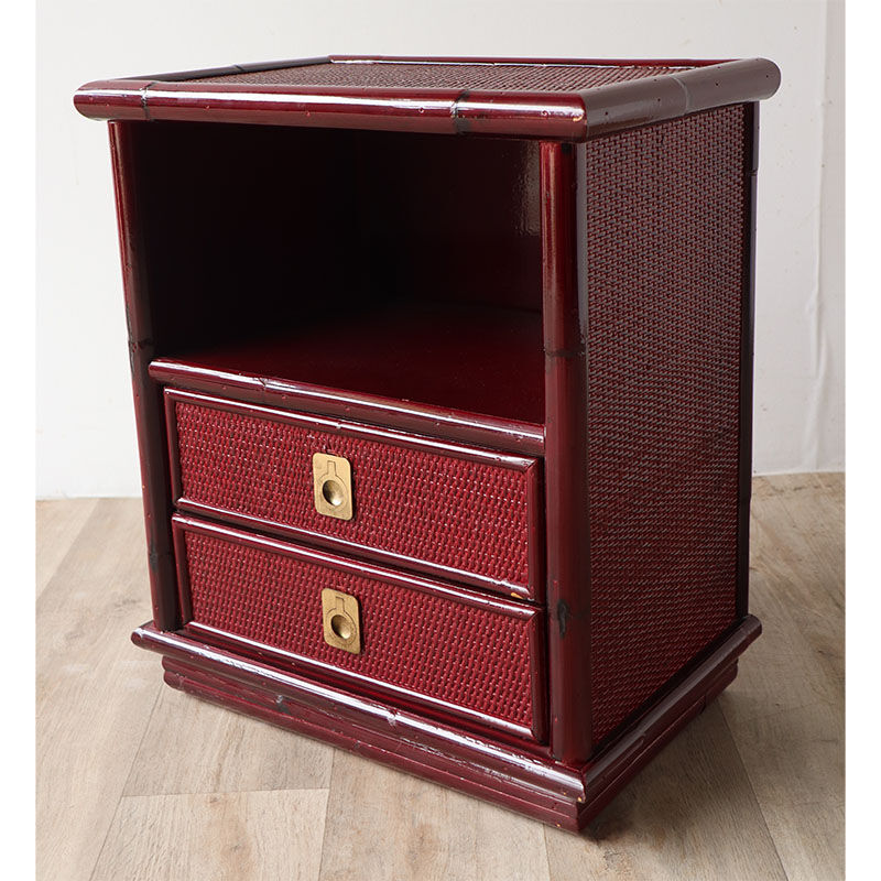 Vintage Dal Vera bedside table in bamboo and wicker, 1970