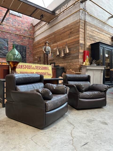 Ensemble de salon en cuir années 80