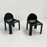 Paire de Chaises Verte Foncée Modèle 4854 Chair par Gae Aulenti pour Kartell, 1970
