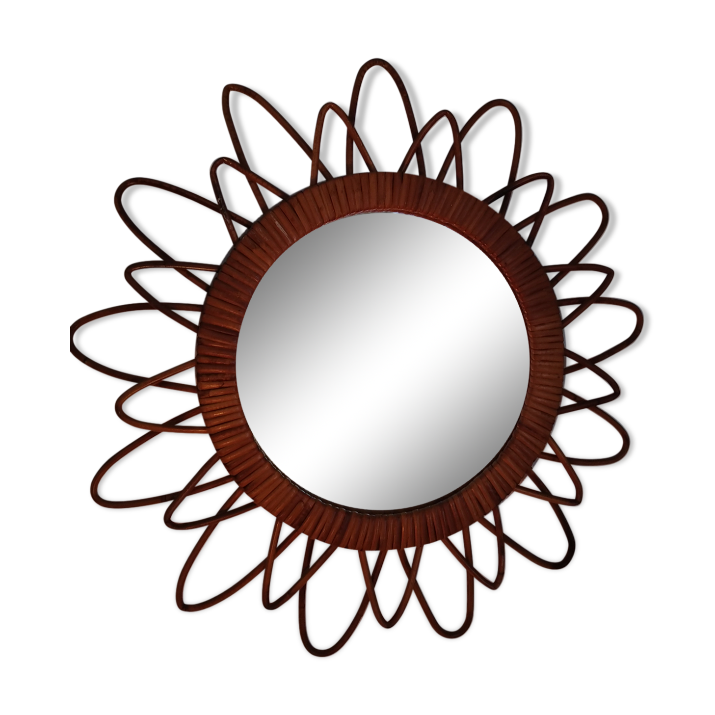 Vintage rattan sun mirror 46cm