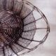 Old basket/basket in woven silver metal