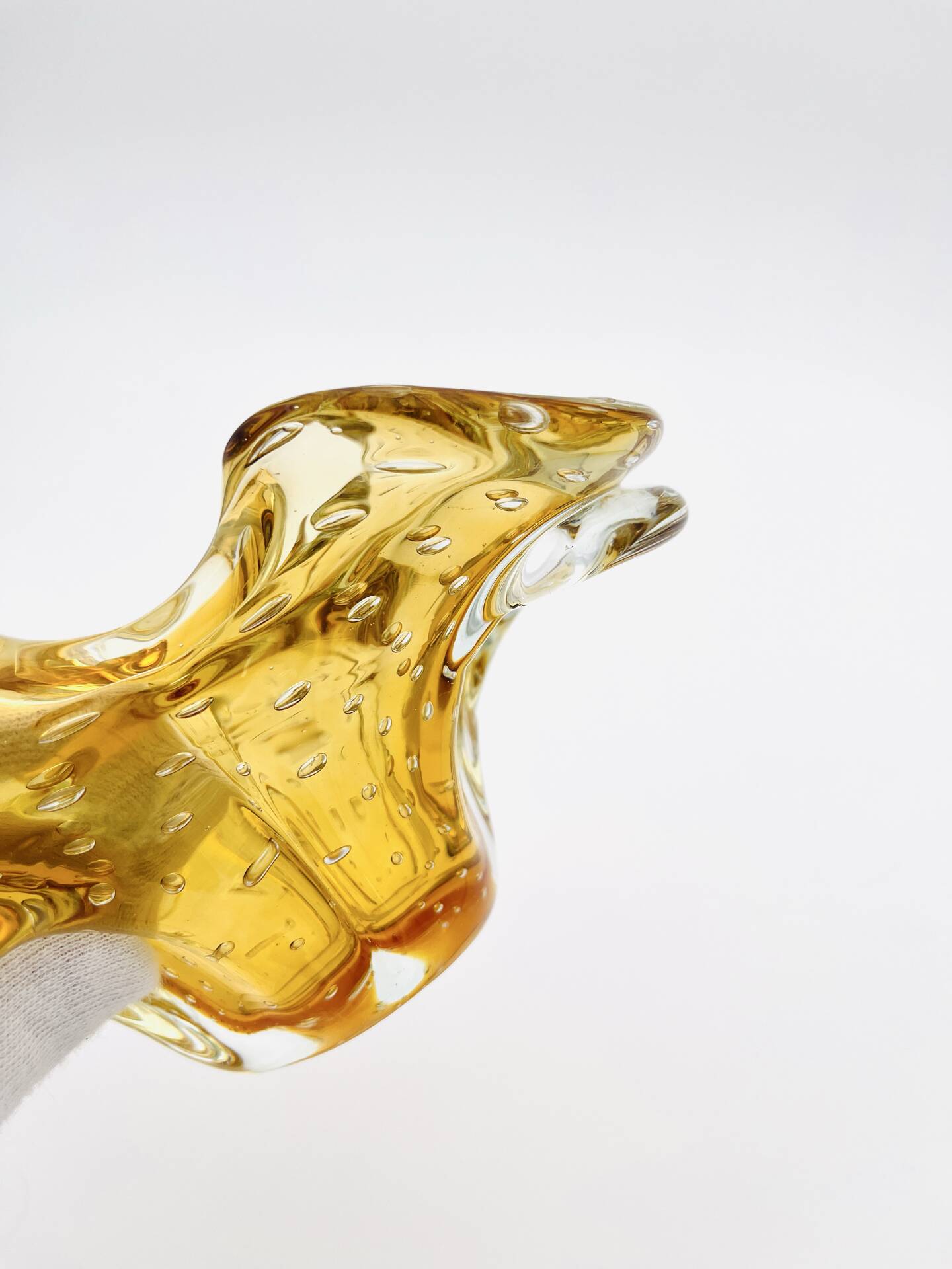 Murano bowl Archimede Seguso Bullicante Sommerso Yellow Gold