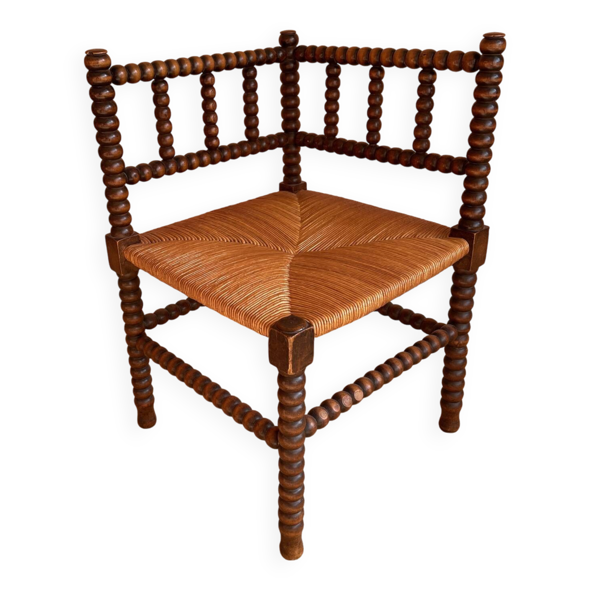 Turned wood corner chair