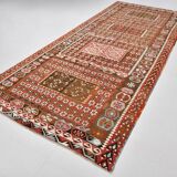 6x14 Kilim Warm Earthy Tons Long Wide Handmade Kilim Rug, 183x416 Cm