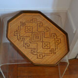 Wicker meal tray with vintage patterns