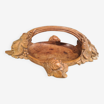 Art Deco fruit bowl in carved wood signed E. MORLET