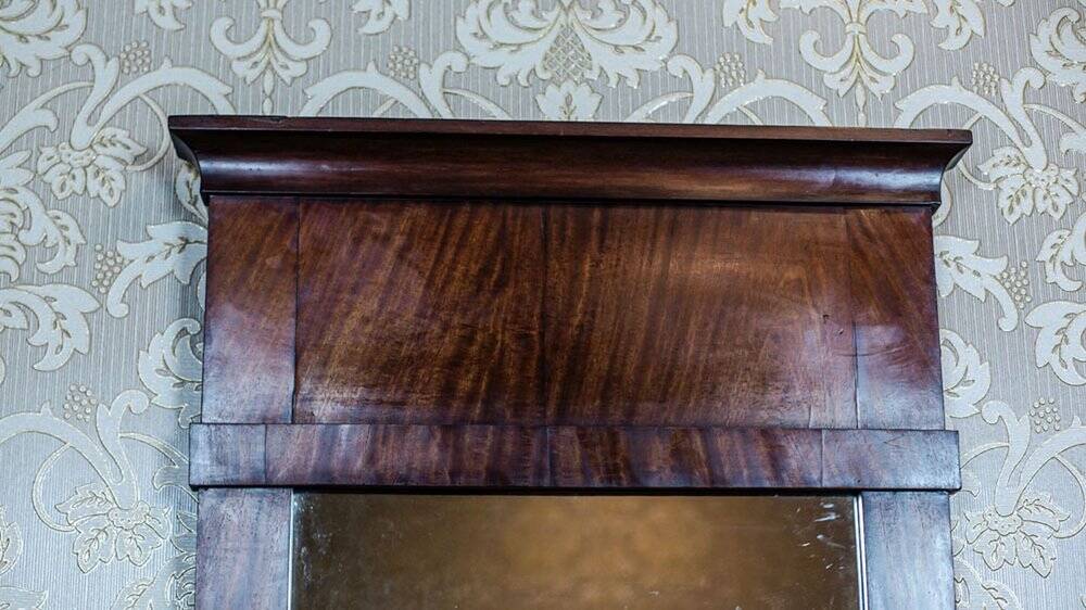 19th-Century Biedermeier Pier Glass in Dark Brown Mahogany Frame, 1890s