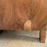 High art deco chest of drawers with mustache feet in raw walnut, 1930s