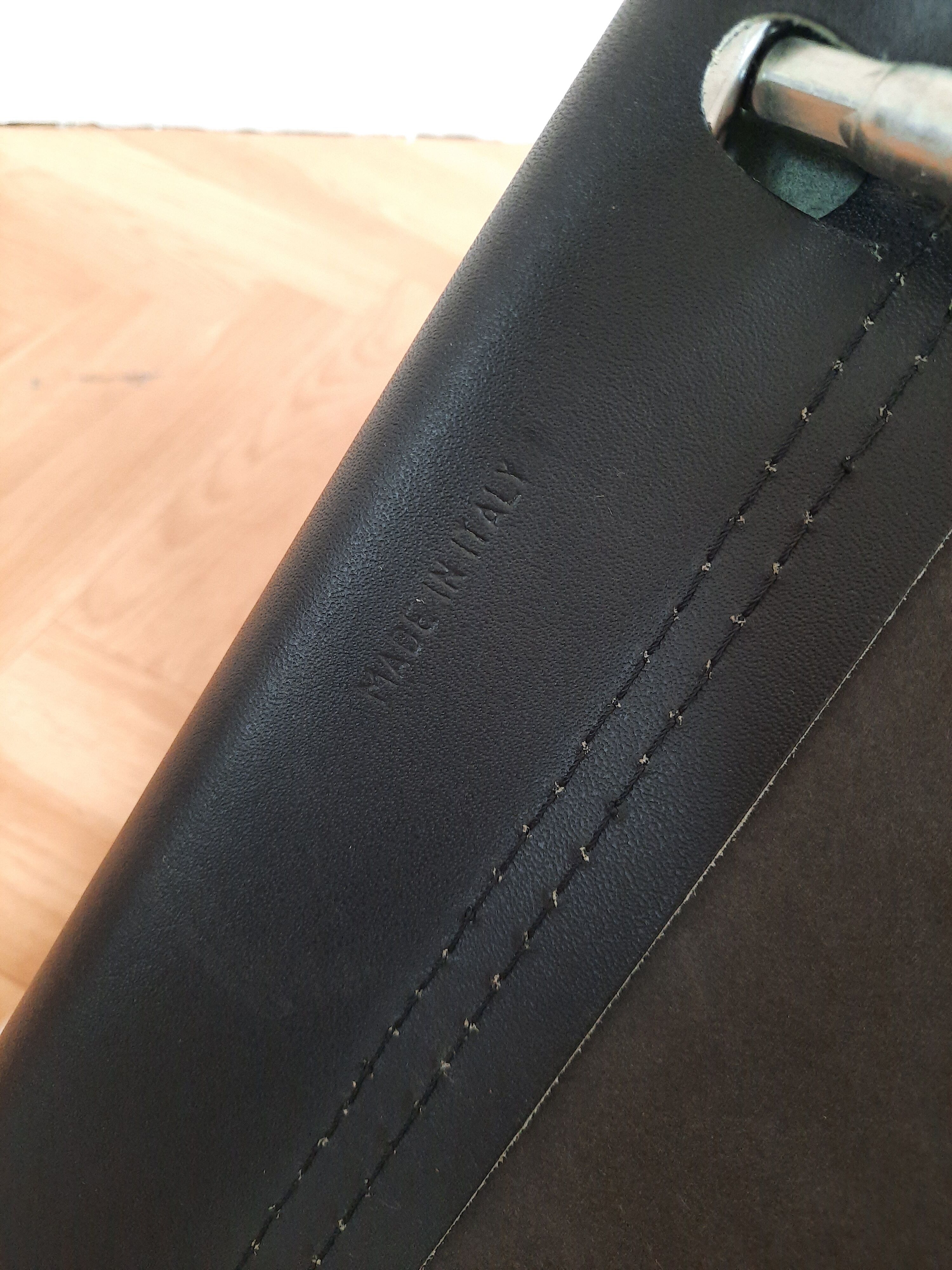 Pair of leather and chrome armchairs made in italy 70s-80s