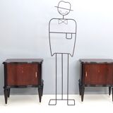 Pair of Mahogany Nightstands with in the Style of Tomaso Buzzi, Italy, 1950s