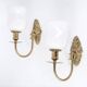 Pair of brass and opaque glass wall lights, 1950s