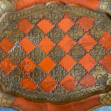 Venetian tray in orange and gold wood