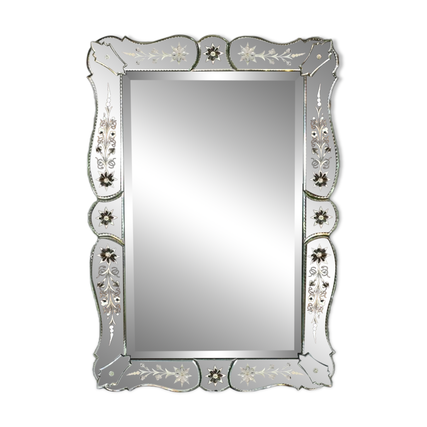 Miroir Vénitien en Verre de Murano, Italie – Début XXe