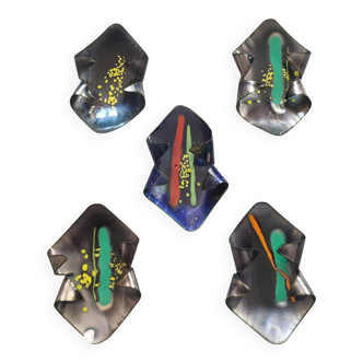 X5 pocket trays in enamelled metal, Italy, 1960s-70s.