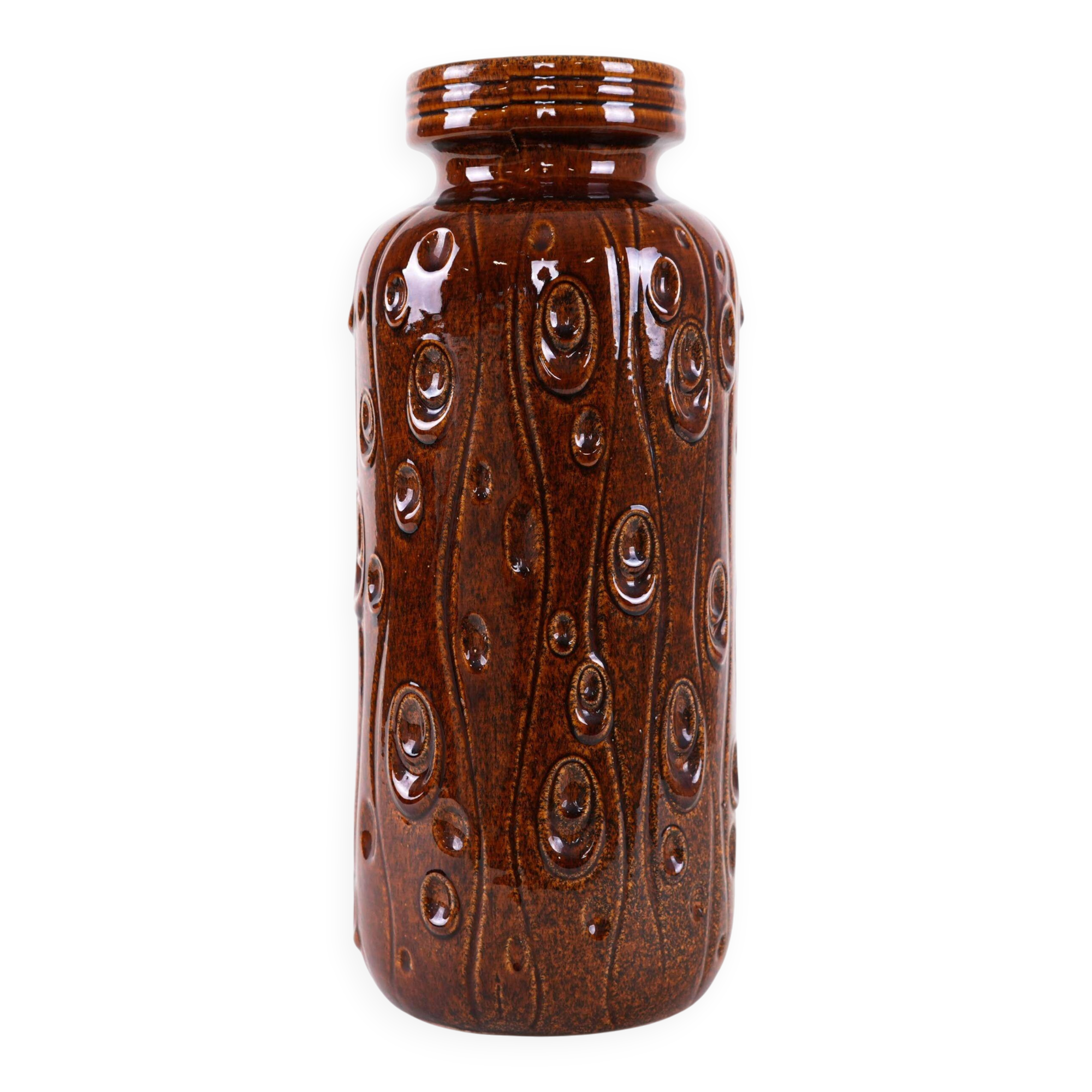 Brown ceramic vase, German design, 1960s, made in West Germany