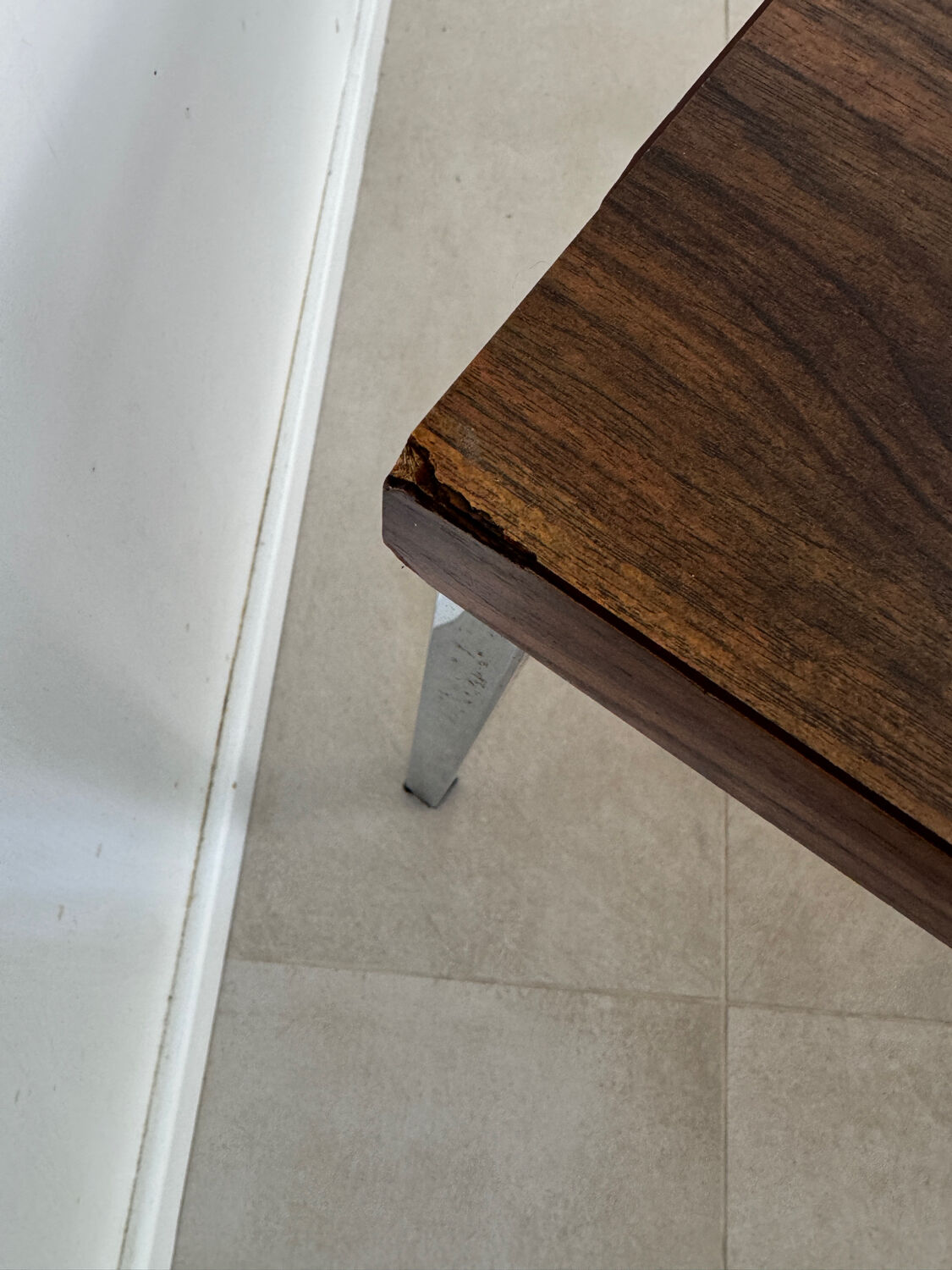 Table basse vintage bois et métal 1970