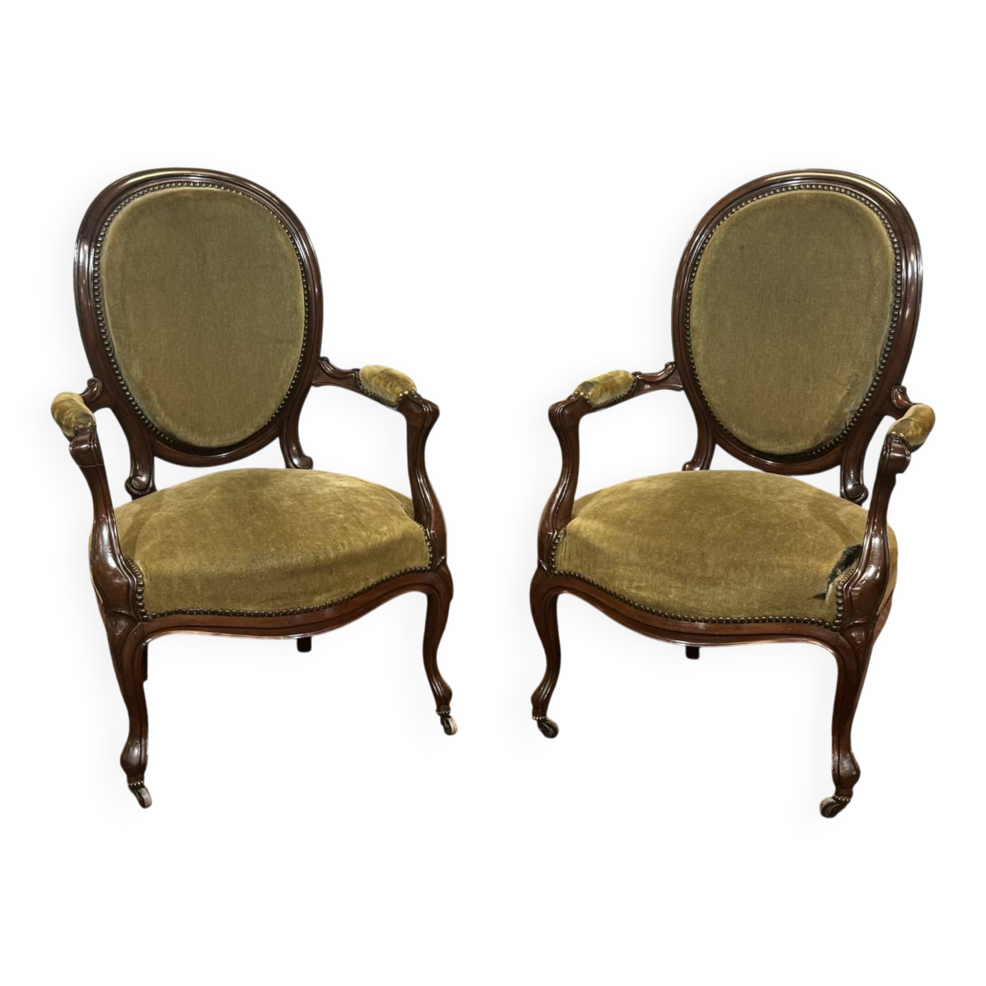 Pair of Napoleon III armchairs from the 19th century in mahogany.