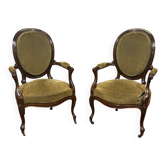 Pair of Napoleon III armchairs from the 19th century in mahogany.