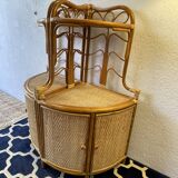 Two Vintage rattan corner notches/shelves
