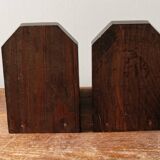 Pair of wooden bookends, birds, art deco,
